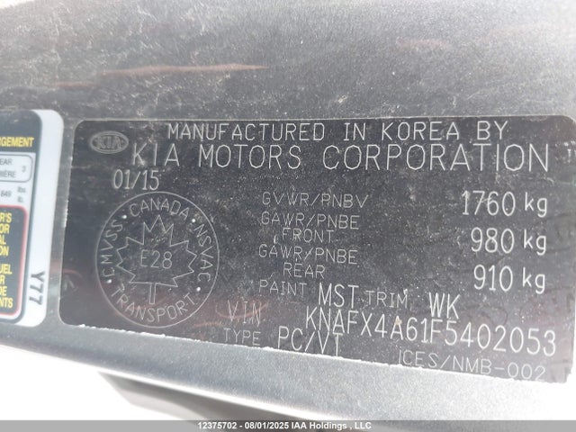 KNAFX4A61F5402053 KIA dohc mpi nu
