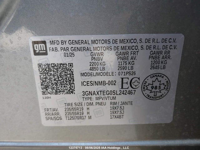 Chevrolet lsd 2025 3GNAXTEG0SL242467 Image 9