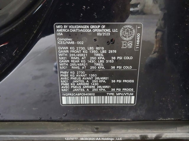 Volkswagen 3.6 fsi 2023 1V2FR2CA9PC540602 Image 9