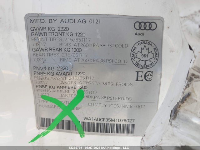 WA1AUCF35M1076027 Audi 40 tfsi 2.0t
