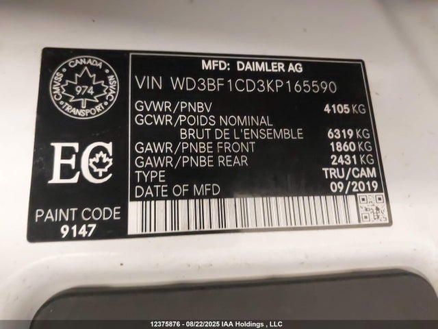 WD3BF1CD3KP165590 Mercedes-Benz om 642 with brake assist