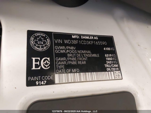 WD3BF1CD3KP165590 Mercedes-Benz om 642 with brake assist
