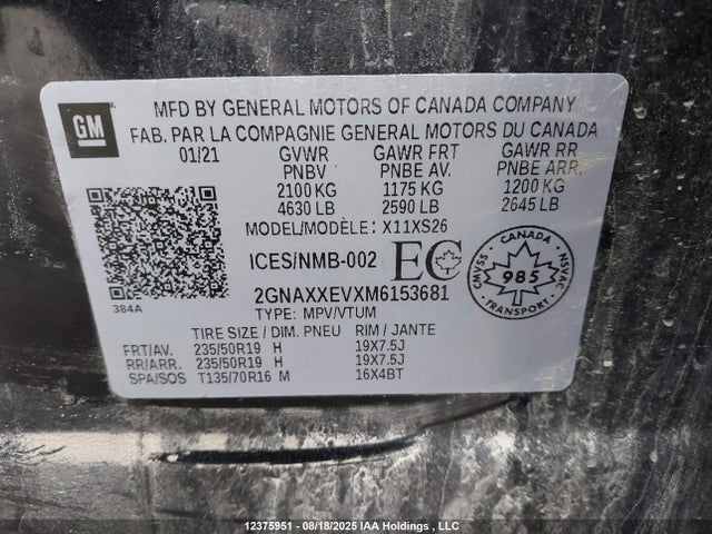Chevrolet lyx 2021 2GNAXXEVXM6153681 Image 9
