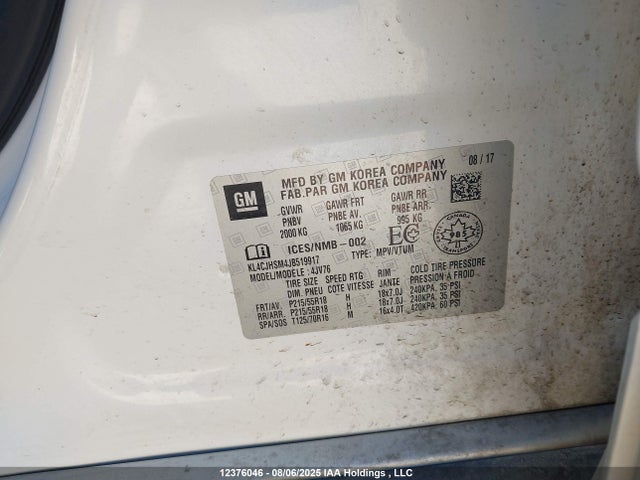 Buick le2 - direct injection, variable valve timing, alum, gen 1 2018 KL4CJHSM4JB519917 Image 17