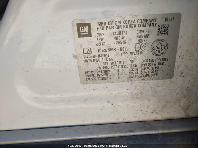 Buick le2 - direct injection, variable valve timing, alum, gen 1 2018 KL4CJHSM4JB519917 Image 9