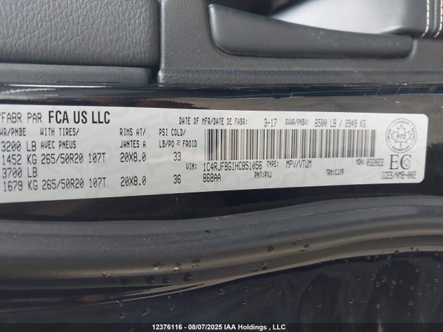 1C4RJFBG1HC851056 Jeep Grand Cherokee