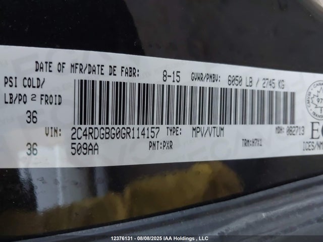 2C4RDGBG0GR114157 Dodge 2016