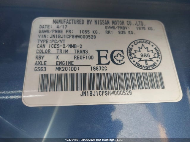 JN1BJ1CP9HW000529 Nissan 2017