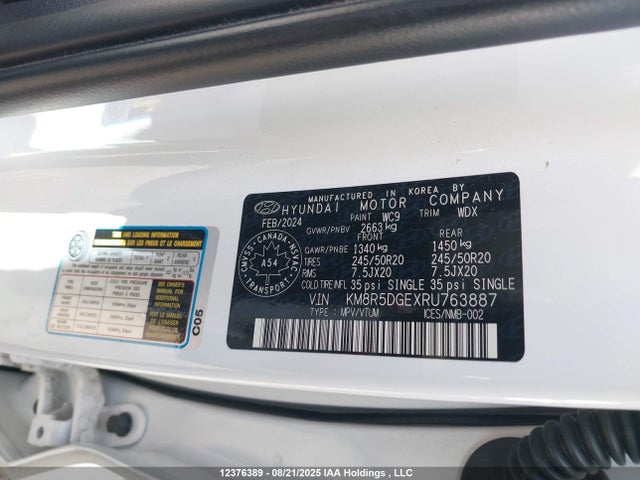 Hyundai gdi lambda ii 2024 KM8R5DGEXRU763887 Image 9