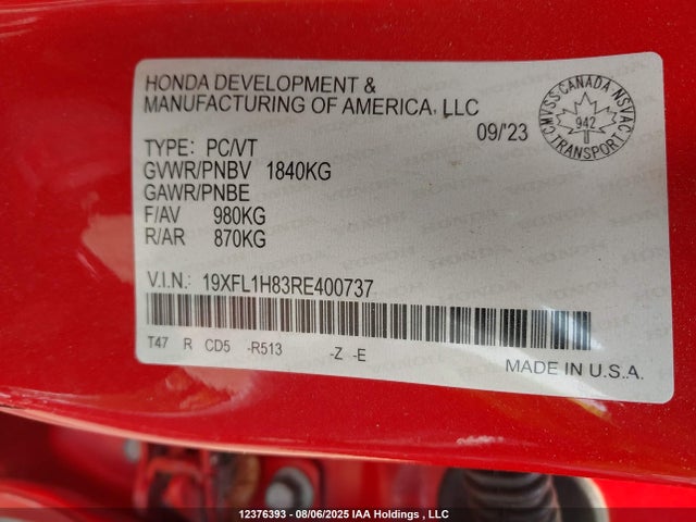 19XFL1H83RE400737 Honda l15b7