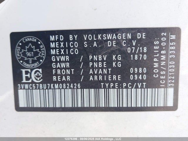 3VWC57BU7KM082426 Volkswagen 1.4 tsi