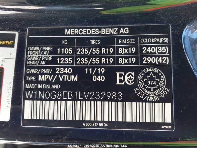 W1N0G8EB1LV232983 Mercedes-Benz m264