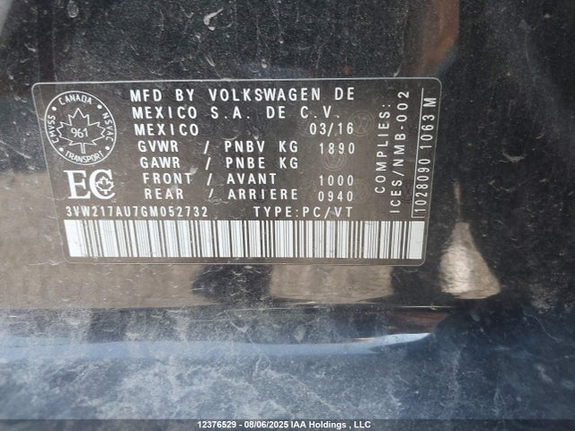 3VW217AU7GM052732 Volkswagen 1.8 tsi