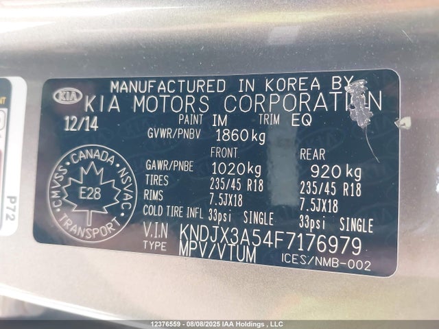 KNDJX3A54F7176979 KIA dohc gdi nu