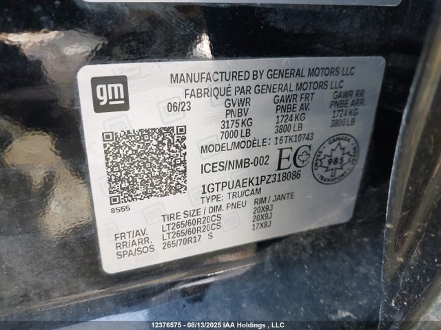 1GTPUAEK1PZ318086 GMC l3b