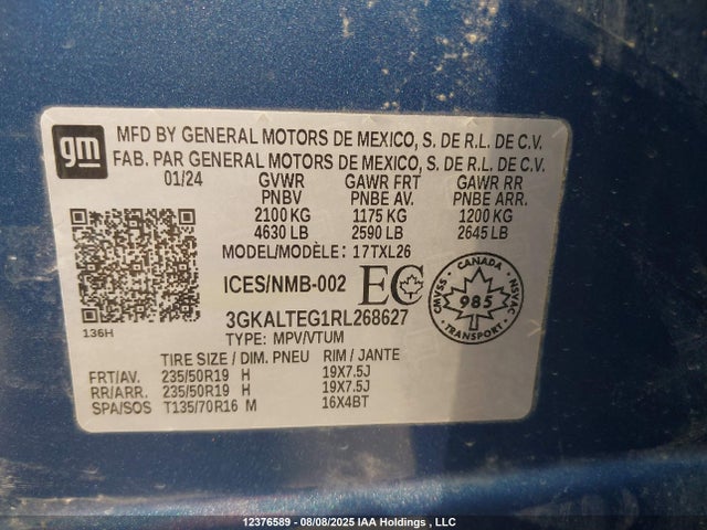 3GKALTEG1RL268627 GMC lsd