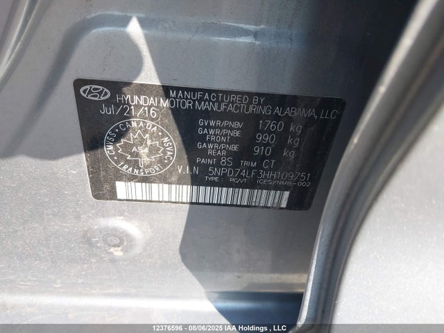 Hyundai 2017 2017 5NPD74LF3HH109751 Image 9