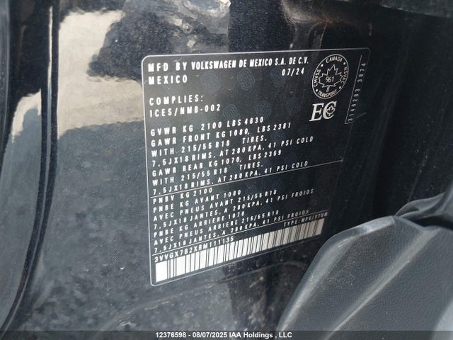 3VVGX7B2XRM111135 Volkswagen tsi