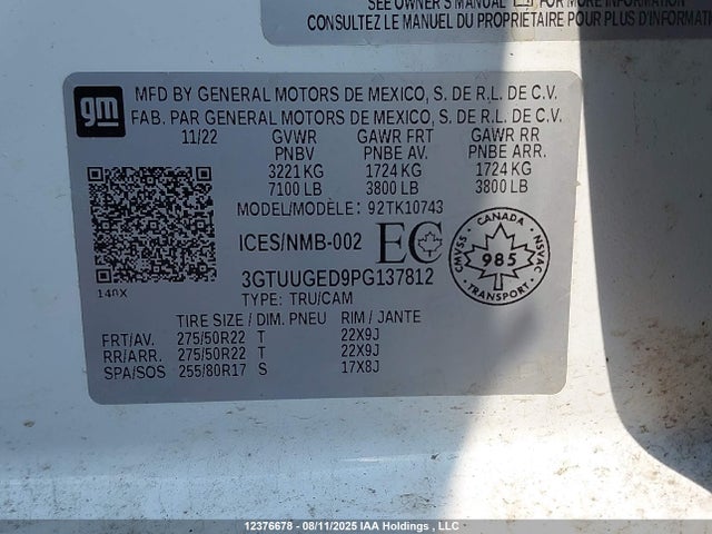 3GTUUGED9PG137812 GMC l84