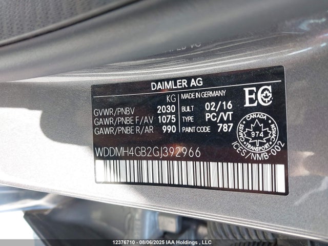 Mercedes-Benz 2016 2016 WDDMH4GB2GJ392966 Image 9