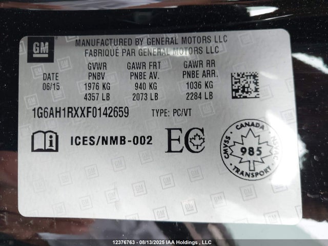Cadillac ltg 2015 1G6AH1RXXF0142659 Image 9