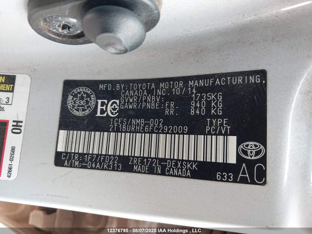 Toyota 2zr-fe 2015 2T1BURHE6FC292009 Image 18