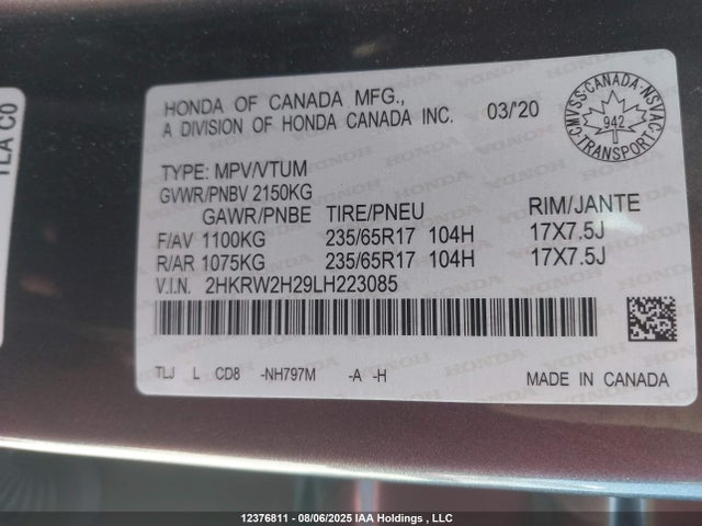 Honda l15be 2020 2HKRW2H29LH223085 Image 9