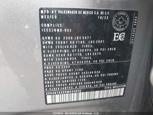 3VV4B7AXXRM044826 Volkswagen tsi