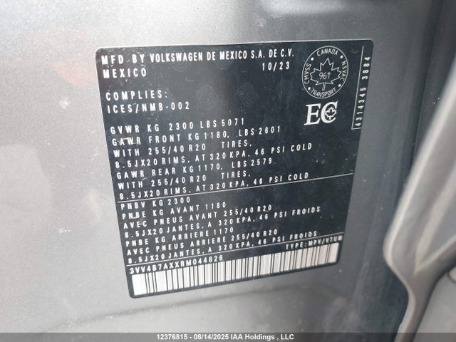 3VV4B7AXXRM044826 Volkswagen tsi