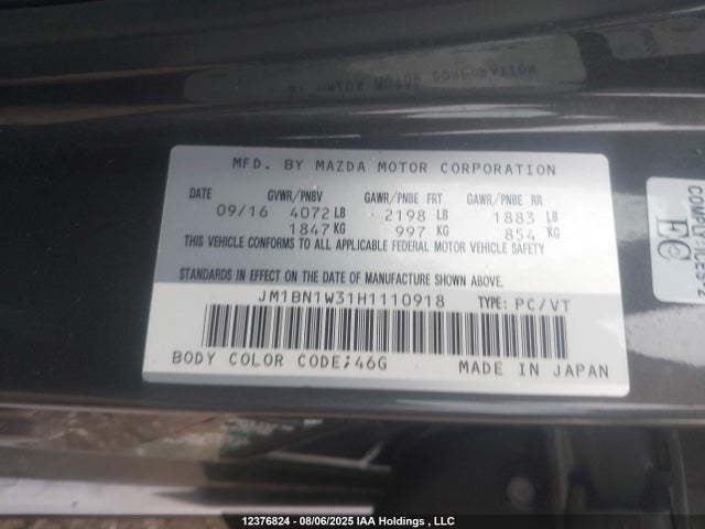 Mazda py 2017 JM1BN1W31H1110918 Image 9