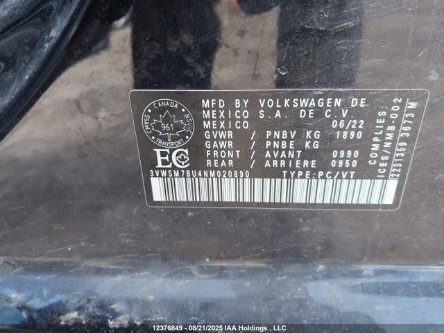 Volkswagen tsi 2022 3VWSM7BU4NM020890 Image 9