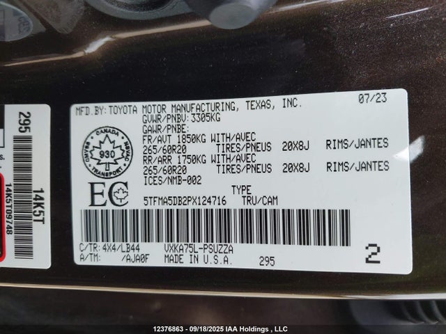 Toyota v35a-fts 2023 5TFMA5DB2PX124716 Image 9