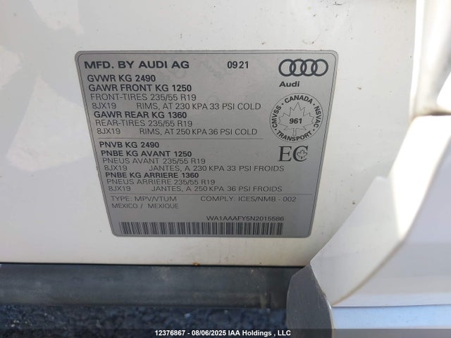 WA1AAAFY5N2015586 Audi 40 tfsi