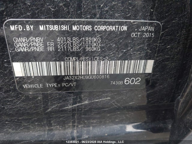 JA32X2HU9GU600816 Mitsubishi dohc mivec