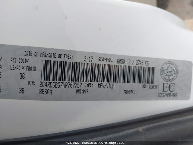 Dodge 2017 2017 2C4RDGBG7HR707757 Image 9
