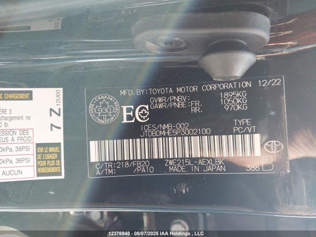 Toyota 2zr-fxe, 1vm+1wm 2023 JTDBDMHE5P3002100 Image 18