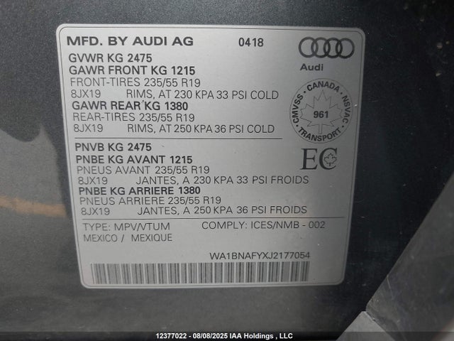 Audi Q5 2018 WA1BNAFYXJ2177054 Image 19