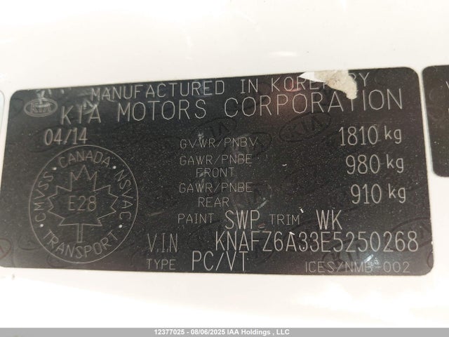 KIA dohc mpi theta ii 2014 KNAFZ6A33E5250268 Image 19