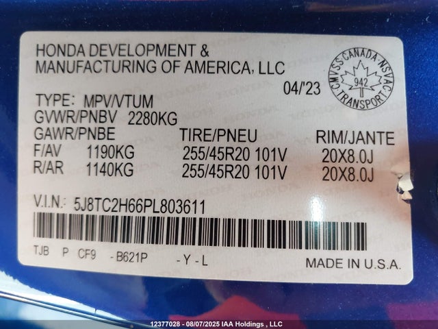 Acura k20c4 2023 5J8TC2H66PL803611 Image 18