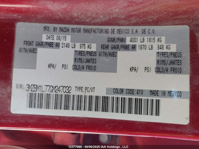 3MZBM1L77GM247032 Mazda pe