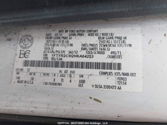 Ford 2017 2017 1FTYR2CM2HKA64253 Image 9