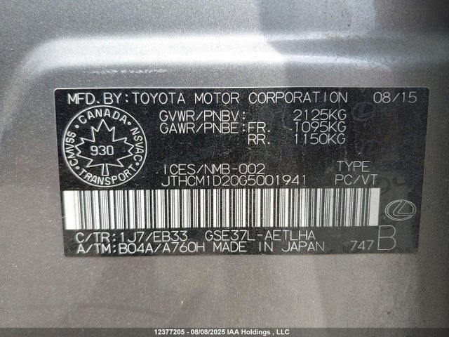 JTHCM1D20G5001941 Lexus 2gr-fse
