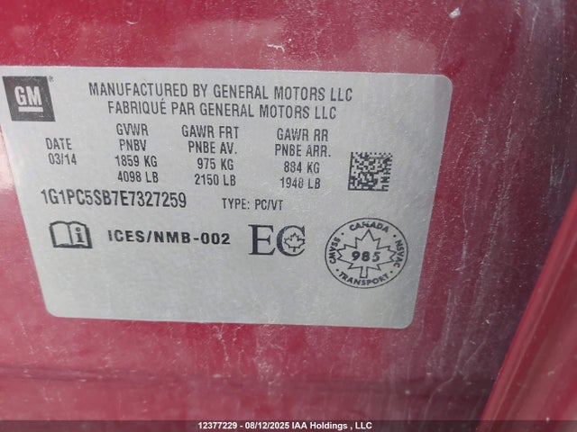 Chevrolet LUV 2014 1G1PC5SB7E7327259 Image 9