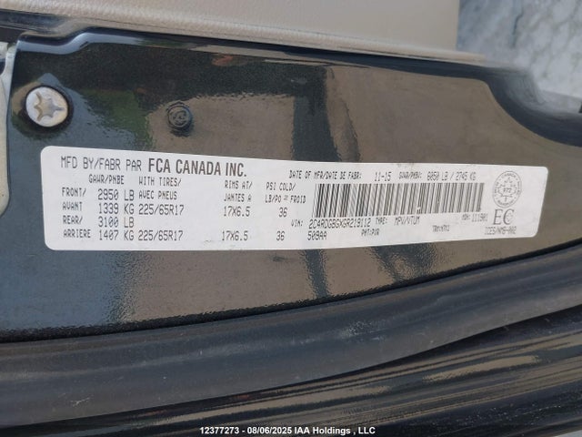 2C4RDGBGXGR219112 Dodge 2016
