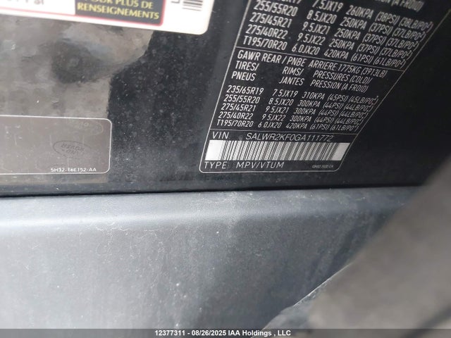 SALWR2KF0GA111772 Land Rover td6 lev3 lev160