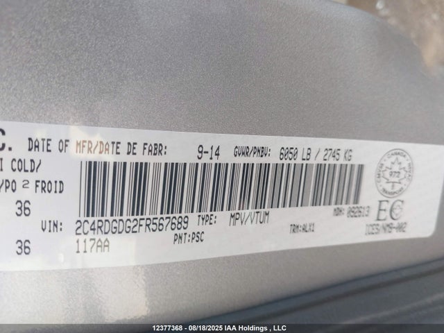 2C4RDGDG2FR567689 Dodge Grand Caravan