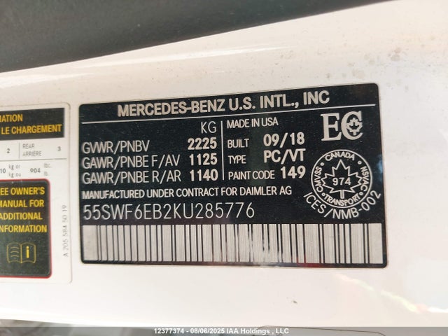 Mercedes-Benz m276 2019 55SWF6EB2KU285776 Image 19