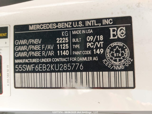 Mercedes-Benz m276 2019 55SWF6EB2KU285776 Image 9
