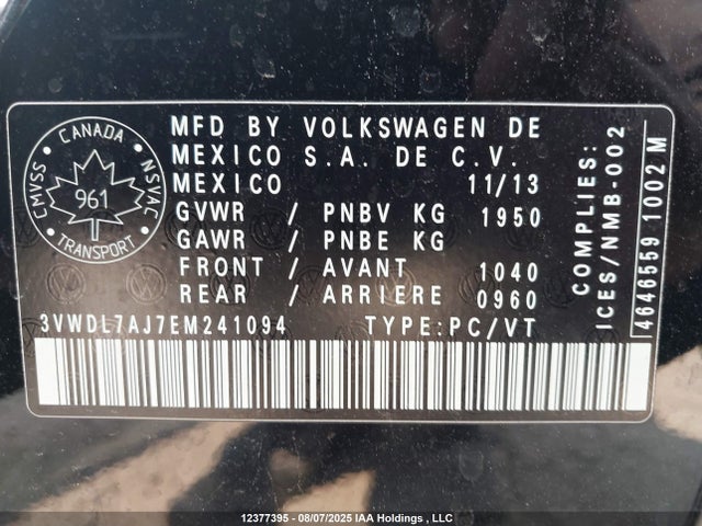 3VWDL7AJ7EM241094 Volkswagen 2014
