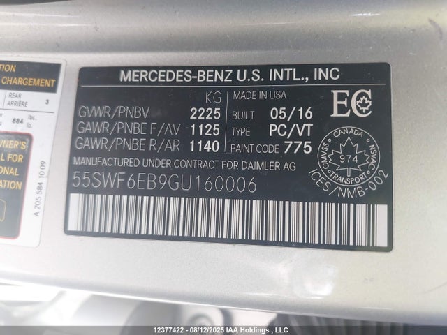 55SWF6EB9GU160006 Mercedes-Benz C-Class